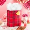 Hallmark Valentine’s Day 15″ Extra Large Gift Bag with Tissue Paper (Hearts, Blue, Purple, Pink, Red, Orange) for Kids, Teachers, Husband, Wife, Grandchildren(Plaid)