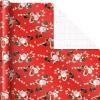 Hallmark Vintage Christmas Wrapping Paper Cut Lines on Reverse (3 Rolls: 120 sq. ft. ttl) Dancing Santas, Classic Snowman, “Merry, Jolly, Happy, Peace”(Christmas Wrapping Paper)