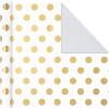 Hallmark Wedding Wrapping Paper Rolls for Birthday, Baby Shower, Bridal Shower, All Occasion – Metallic & Pastel Gold Floral Gift Wrap Paper (Set of 3 Reversible Rolls: 75 sq. ft. ttl.)(Metallic White and Gold)