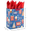 Hallmark Wrap 13″ Large Gift Bag with Tissue Paper, 130, Orange, Blue, Green, Black(Rad Dad  Best Dad Ever)