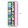 Hallmark Wrapping Paper Mini Rolls, 3-Pack (Stripes, Wildflowers, Pink Polka Dots) for Birthdays, Mother’s Day, Bridal Showers, Any Occasion – 45 Sq. Ft. Total(Flowers  Polka Dots  Stripes)
