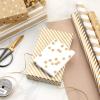 Hallmark Wrapping Paper Rolls for Weddings, Bridal Showers, Birthdays – Silver and White Gift Wrap Paper (Set of 3 Rolls: 105 sq. ft. ttl.) Polka Dots, Stripes, Geometric Shapes(Kraft Gold and White)