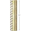 Hallmark Wrapping Paper Rolls for Weddings, Bridal Showers, Birthdays – Silver and White Gift Wrap Paper (Set of 3 Rolls: 105 sq. ft. ttl.) Polka Dots, Stripes, Geometric Shapes(Kraft Gold and White)