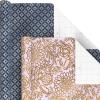 Hallmark Wrapping Paper with Cutlines on Reverse (6 Rolls: 180 Sq. Ft. Total) White and Silver Stripes, Mint Green, Gold Hearts and Flowers for Weddings, Bridal Showers, Birthdays(Silver  Pink  Navy  Mint  Gold)