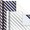 Hallmark Wrapping Paper with Cutlines on Reverse (6 Rolls: 180 Sq. Ft. Total) White and Silver Stripes, Mint Green, Gold Hearts and Flowers for Weddings, Bridal Showers, Birthdays(Navy  Gold  Silver  White)