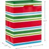 Image Arts 5″ Small Gift Bags Bulk (10 Blue and White Bags, Snowflakes, Stripes, Snowmen, Polka Dots) for Kids, Coworkers, Gift Cards, Party Favors(Stripes  Penguin  Santa  Plaid)