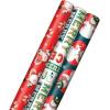 Scotch Hallmark Christmas Wrapping Paper Rolls Magic Tape (Set of 3 Gift Wrap Rolls with 6 Rolls of Tape) Vintage Holiday Designs – Dancing Santa, Snowman, Merry, Jolly, Happy, Peace