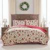 Hallmark – Full/Queen Quilt, 3-Piece Holiday Quilt Set with Shams, Reversible Quilt (Multi Candy Canes, Full/Queen)(Christmas Village)