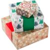 Hallmark 0005XBC1126 Holiday Set of 3 with Wrap Bands for Christmas, Hanukkah, Weddings Small Gift Boxes, Paper, Metallic Rose Gold Silver, Trees, Snowflakes(Holly  Christmas Trees  Snowflakes)