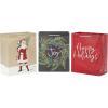 Hallmark 13″ Large Christmas Gift Bag Bundle (3 Bags: Joy Wreath on Gray, Rustic Santa with Tree, Happy Holidays on Red) for Friends, Family, Teachers, Coworkers(1 Count (Pack of 3))