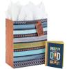 Hallmark 13″ Large Gift Bag with Card and Tissue Paper (Rustic Grey and Blue Stripes) for Dad, Grandpa, Uncle, Step-dad(Rustic Grey and Blue Stripes)