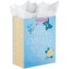 Hallmark 13″ Large Mother’s Day Gift Bag with Tissue Paper (Purple, Black and White Stripes, Butterfly Bouquet)(Light Blue)