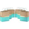 Hallmark 13″ Large Paper Gift Bags (Pack of 6 – Blue & Kraft) for Hanukkah, Birthdays, Weddings, Graduations, Father’s Day, Baby Showers, Bridal Showers(Turquoise)