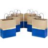 Hallmark 13″ Large Paper Gift Bags (Pack of 6 – Blue & Kraft) for Hanukkah, Birthdays, Weddings, Graduations, Father’s Day, Baby Showers, Bridal Showers(Blue)