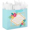 Hallmark 17″ Extra Large Mother’s Day Gift Bag with Tissue Paper (Red Roses, Green Foliage, Bright Blue) for Mom, Grandma, Nana, New Mother(Light Blue Floral with Gold Foil)