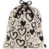 Hallmark 19″ Large Canvas Bag with Drawstring (Ivory with Black Hearts) for Valentines Day, Weddings, Bridal Showers, Anniversary and More(Black Hearts)