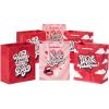 Hallmark 8″ Medium Valentine’s Day Gift Bags with Tissue Paper (3 Bags: Red with Black, Pink, White Stripes and Hearts)(Happy Heart Day  Hello Gorgeous  You Shine)