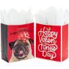 Hallmark 8″ Medium Valentine’s Day Gift Bags with Tissue Paper (3 Bags: Red with Black, Pink, White Stripes and Hearts)(Pug  Happy Valentine’s Day)