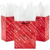 Hallmark 8″ Medium Valentine’s Day Gift Bags with Tissue Paper (3 Bags: Red with Black, Pink, White Stripes and Hearts)(Red and Black)