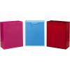 Hallmark Assorted Gift Bags (8 Bags: 3 Small 6″, 3 Medium 9″, 2 Large 13″) Solid Pink, Blue, Green, Yellow, Red(Large (Pack of 3))