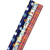 Hallmark Birthday Wrapping Paper Bundle with Cut Lines on Reverse (3-Pack: 55 sq. ft. ttl.) Bright and Holographic Prints and Patterns in Red, Blue, Yellow, White and More(Polka Dot  It’s Your Birthday  Grid)