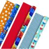 Hallmark Birthday Wrapping Paper Rolls – Balloons, Stars, Cupcakes, Blue Stripes, Solid Red Gift Wrap Paper (Set of 3 Reversible Rolls: 75 sq. ft. ttl.)(Kids Birthday Tri-Pack)