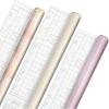 Hallmark Birthday Wrapping Paper Rolls – Colorful Gift Wrap Paper, Flowers, Cupcakes, Striped, Polka Dots (Set of 3 Reversible Rolls: 75 sq. ft. ttl.)(Pink and Gold)