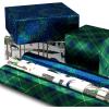 Hallmark Blue Foil Christmas Wrapping Paper with Cut Lines on Reverse (3 Rolls: 60 sq. ft. ttl) Snowmen, Snowflakes, Christmas Trees(Green Plaid  Wreath  Woodland Scene)
