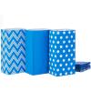 Hallmark Blue Party Favor and Wrapped Treat Bags, Assorted Designs (30 Ct., 10 Each of Chevron, White Dots, Solid) for Birthdays, Baby Showers, School Lunches, Hanukkah, Care Packages, May Day(Blue Chevron  Solid  Polka Dot)