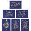 Hallmark Boxed Christmas Cards Assortment, Blue and Gold Holidays (6 Designs, 72 Cards with Envelopes)(Elegant Blue and Gold Holiday Card Assortment)