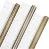 Hallmark Brown Wrapping Paper with DIY Bow Templates on Reverse (3-Pack: 75 sq. ft. ttl – Black, White, Brown) for Birthdays, Weddings, Baby Showers, Christmas, Hanukkah, Arts and Crafts