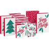 Hallmark Christmas Shirt Boxes for Presents (10 Clothes Boxes with Lids: 3 Small 11″, 5 Medium 14″, 2 Large 16″) Red and White Stripes, Green Tree with Rainbows, Joy, Very Merry