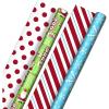 Hallmark Christmas Wrapping Paper Rolls – Green Trees, White Pine Cones on Recyclable Brown Kraft Gift Wrap Paper (Set of 2 Rolls: 150 sq. ft. ttl.) for Holiday Parties, Winter Weddings(Reversible Dots  Santa  Stripes  Snowflakes)