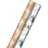Hallmark Christmas Wrapping Paper Rolls – Green Trees, White Pine Cones on Recyclable Brown Kraft Gift Wrap Paper (Set of 2 Rolls: 150 sq. ft. ttl.) for Holiday Parties, Winter Weddings(Pine Cones  Green Trees)