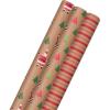 Hallmark Christmas Wrapping Paper Rolls – Minimalist Brown Kraft Trees, Antlers, Snowflakes Gift Wrap Paper (3 Rolls: 90 sq. ft. ttl.) for Holiday Parties, Hanukkah, Winter Weddings(Santas  Trees  Stripes)