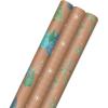 Hallmark Christmas Wrapping Paper Rolls – Minimalist Brown Kraft Trees, Antlers, Snowflakes Gift Wrap Paper (3 Rolls: 90 sq. ft. ttl.) for Holiday Parties, Hanukkah, Winter Weddings(Snowflakes  Blue and Green Foliage  Trees)