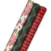 Hallmark Christmas Wrapping Paper Rolls, Holiday Plaid (3-Pack: 120 Sq. Ft. Ttl) Red Toile, Black Buffalo Check, Plaid for Christmas, Birthdays, Weddings, Crafts(Elegant Poinsettia  Merry Christmas  and Green Plaid)
