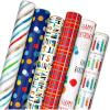 Hallmark Colorful Wrapping Paper Bundle with Cutlines on Reverse (6 Rolls: 110 Square Feet Total) Llamas, Zebras, Cupcakes, Holographic Stripes, Polka Dots for Birthdays, Kids Parties, Back to School(Stripes  Polka Dots  Grid  Birthday Candles)