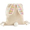 Hallmark Easter Bunny Canvas Reusable Gift Bag with Drawstring (Spring Plaid) for Easter Egg Hunt
