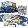 Hallmark Flat Wrapping Paper Sheets with Cutlines on Reverse (12 Folded Sheets with Sticker Seals) Red, Blue, Green, Yellow Geometric, Stripes, Dots for Birthdays, Father’s Day, Graduation(Colorful Geometric  Stripes  Dots)