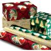 Hallmark Foil Wrapping Paper with Cut Lines on Reverse (3 Rolls: 60 Sq. Ft. Ttl) Rose Gold, Silver Trees, Gold Snowflakes for Winter Weddings, Graduations, Valentine’s Day(Red  Green  Gold)