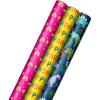 Hallmark Kids Birthday Wrapping Paper (3 Rolls: 75 sq. ft. ttl) Rainbows, Hearts, Flowers on Bright Pink, T-Rex, Dinosaurs, Jungle on Navy Blue, Green, Red, Orange “Happy Birthday” on Yellow(Rainbows  Dinosaurs  “Happy Birthday”)