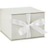 Hallmark Medium Gift Box with Lid and Shredded Paper Fill (Grey White 7 inch Box) for Weddings, Bridal Showers, Graduations, Birthdays, Bridesmaids Gifts, All Occasion(White)