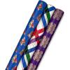 Hallmark Pink Christmas Wrapping Paper with Cut Lines on Reverse (3 Rolls: 120 sq. ft. ttl) Pink, Mint, Gold, Reindeer, Christmas Trees, Snowflakes(Gold Snowflakes on Purple  Jewel-Tone Trees  Plaid Stripes)