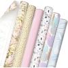Hallmark Pretty Wrapping Paper with Cutlines on Reverse (6 Rolls: 180 Square Feet Total) Flowers, Butterflies, Stripes, Dots for Birthdays, Mother’s Day, Valentine’s Day(Pastel Marble  Dots  Confetti  Balloons)