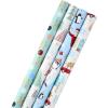 Hallmark Recyclable Neutral Christmas Wrapping Paper (4 Rolls: 100 Sq. Ft. Ttl) White and Sage Green Evergreen Pinecones, Rustic Snowmen, Plaid, Nordic Deer and Foliage(Yeti  Santa  Penguin  Snowflakes  Blue  Gold)