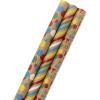 Hallmark Recycled Wrapping Paper with Cutlines on Reverse (3 Rolls: 60 Sq. Ft. Ttl) Modern Florals, Abstract Leaves, for Birthdays, Bridal Showers, Easter(Kraft Colorful Dots  Stripes  Balloons)