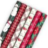 imageHallmark Recycled and Recyclable Christmas Wrapping Paper Rolls with Cutlines on Reverse 6 Rolls 150 Sq Ft Total Deer Mittens Citrus with Pinecones Red and Green QuiltSnowman  Plaid  Santas Sleigh  Snowflakes  Poinsettia
