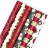 imageHallmark Recycled and Recyclable Christmas Wrapping Paper Rolls with Cutlines on Reverse 6 Rolls 150 Sq Ft Total Deer Mittens Citrus with Pinecones Red and Green QuiltPlaid  Nutcracker  Snowflake  Santa  Merry and Bright  Ornaments