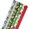 Hallmark Reversible Christmas Wrapping Paper Rolls for Kids (6 Rolls: 150 Sq. Ft. Total) Cookies, Donuts, Mittens, Penguins, Dinosaurs(Modern Christmas)
